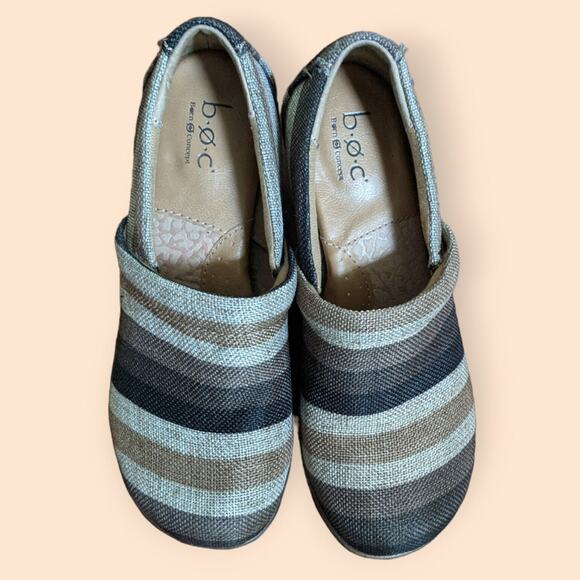 B.O.C. Born Concepts Brown Stripe Fabric Slip On Clog BOC Shoes Womens 6.5 - Picture 6 of 7